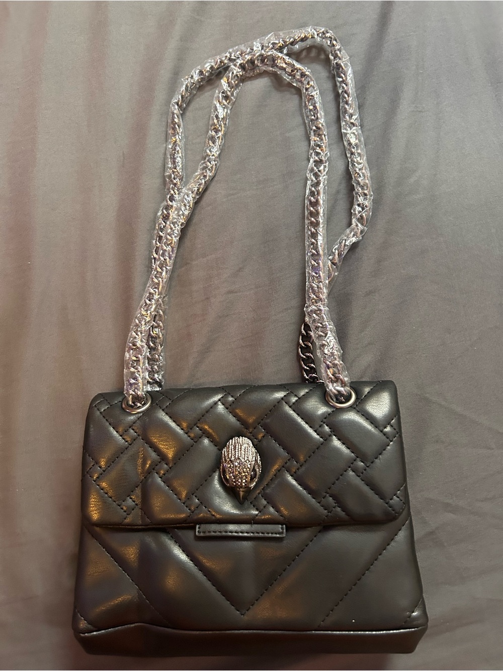 Kurt Geiger Black Quilted Chain Shoulder Bag